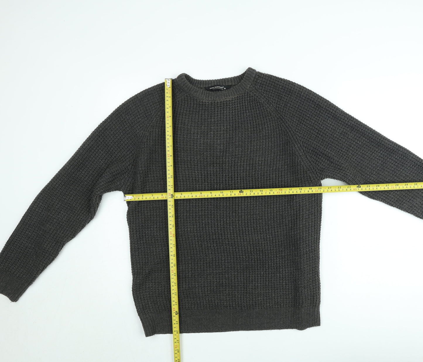 Cedar Wood State Women's Grey Waffle Knit Crew Neck Jumper Size M