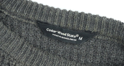 Cedar Wood State Women's Grey Waffle Knit Crew Neck Jumper Size M
