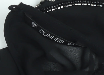 Dunnes Women Black Beaded Collar Chiffon Blouse Size 12