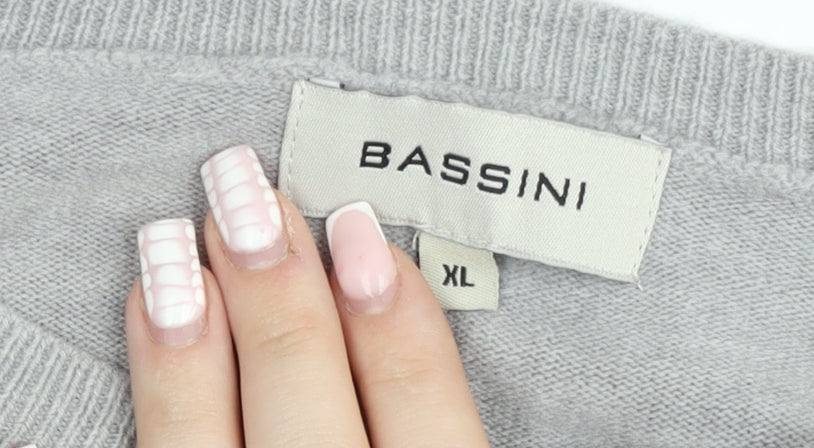 Bassini Men's Grey Acrylic Crew Neck Pullover Jumper XL