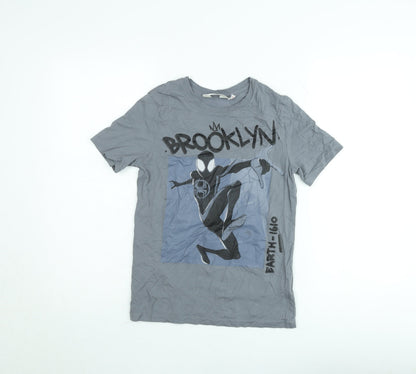 H&M Boys Grey Spider-Man T-Shirt 11-12 Years Marvel Graphic Cotton Top