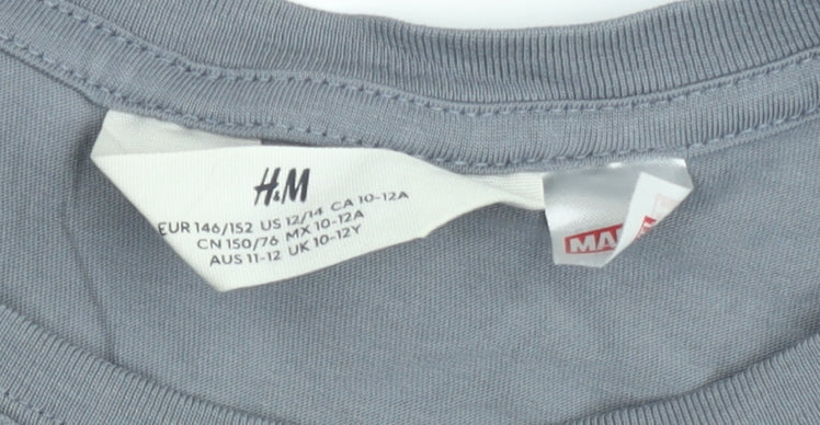 H&M Boys Grey Spider-Man T-Shirt 11-12 Years Marvel Graphic Cotton Top