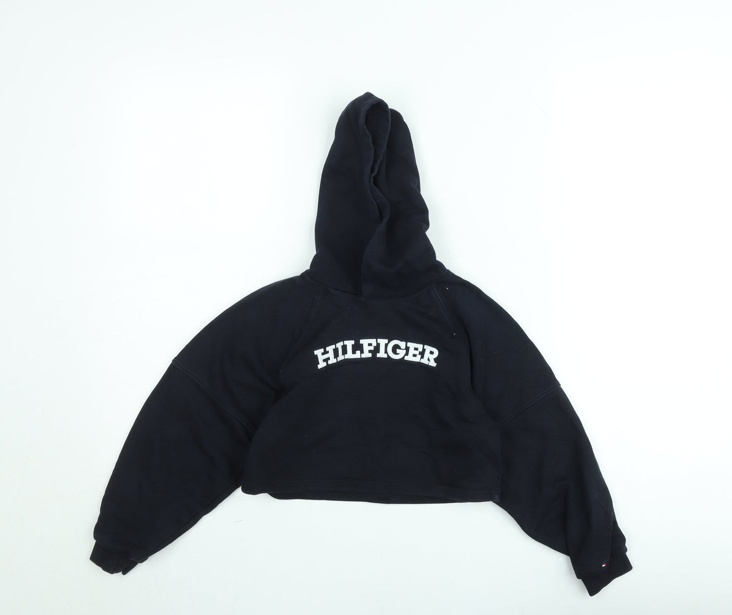 Tommy Hilfiger Girls Black Hoodie 12 Years Pullover Logo Sweatshirt