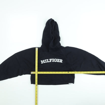 Tommy Hilfiger Girls Black Hoodie 12 Years Pullover Logo Sweatshirt