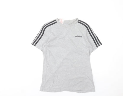 Adidas Boys Grey 11-12 Years Short Sleeve Crew Neck Sports T-Shirt