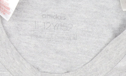 Adidas Boys Grey 11-12 Years Short Sleeve Crew Neck Sports T-Shirt