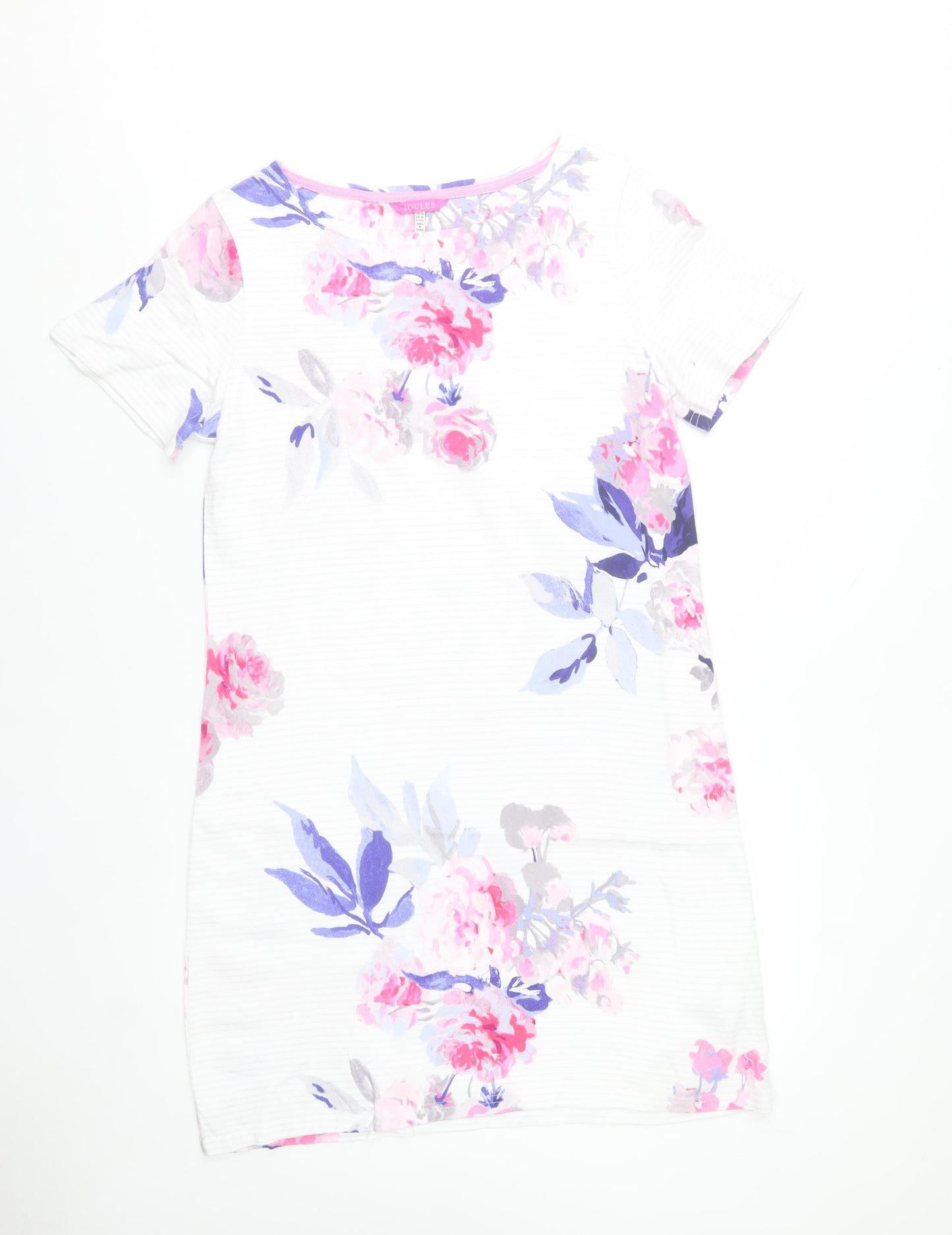 Joules Women's White Floral Cotton T-Shirt Dress Size 16