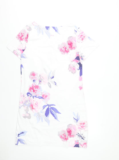 Joules Women's White Floral Cotton T-Shirt Dress Size 16