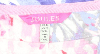 Joules Women's White Floral Cotton T-Shirt Dress Size 16