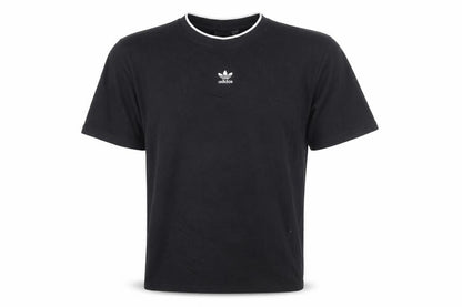 Front view of adidas Men's Black Short Sleeve Cotton Crew Neck T-Shirt, size M