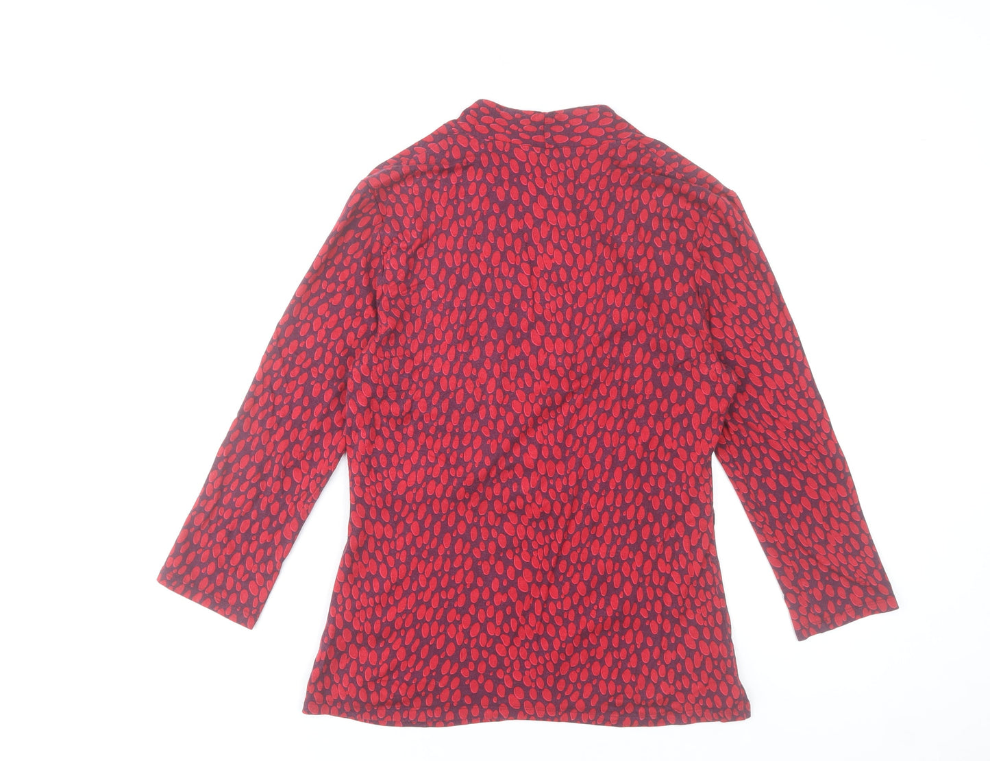 Hobbs Women Red Patterned Viscose Long Sleeve V-Neck Top Size M