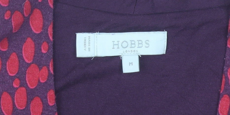 Hobbs Women Red Patterned Viscose Long Sleeve V-Neck Top Size M