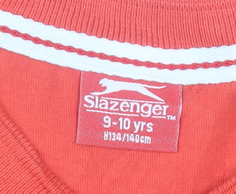 Slazenger Boys Red V-Neck Sports Cotton T-Shirt 9-10 Years