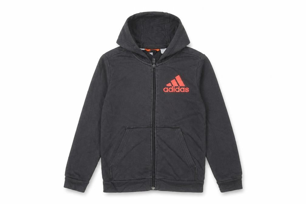 Boys UK Size 9-10 Years adidas Black Full Zip Hoodie