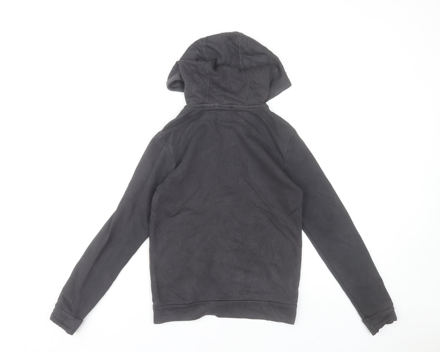 Adidas Boys Black Full Zip Hoodie 9-10 Years Cotton Blend Red Logo