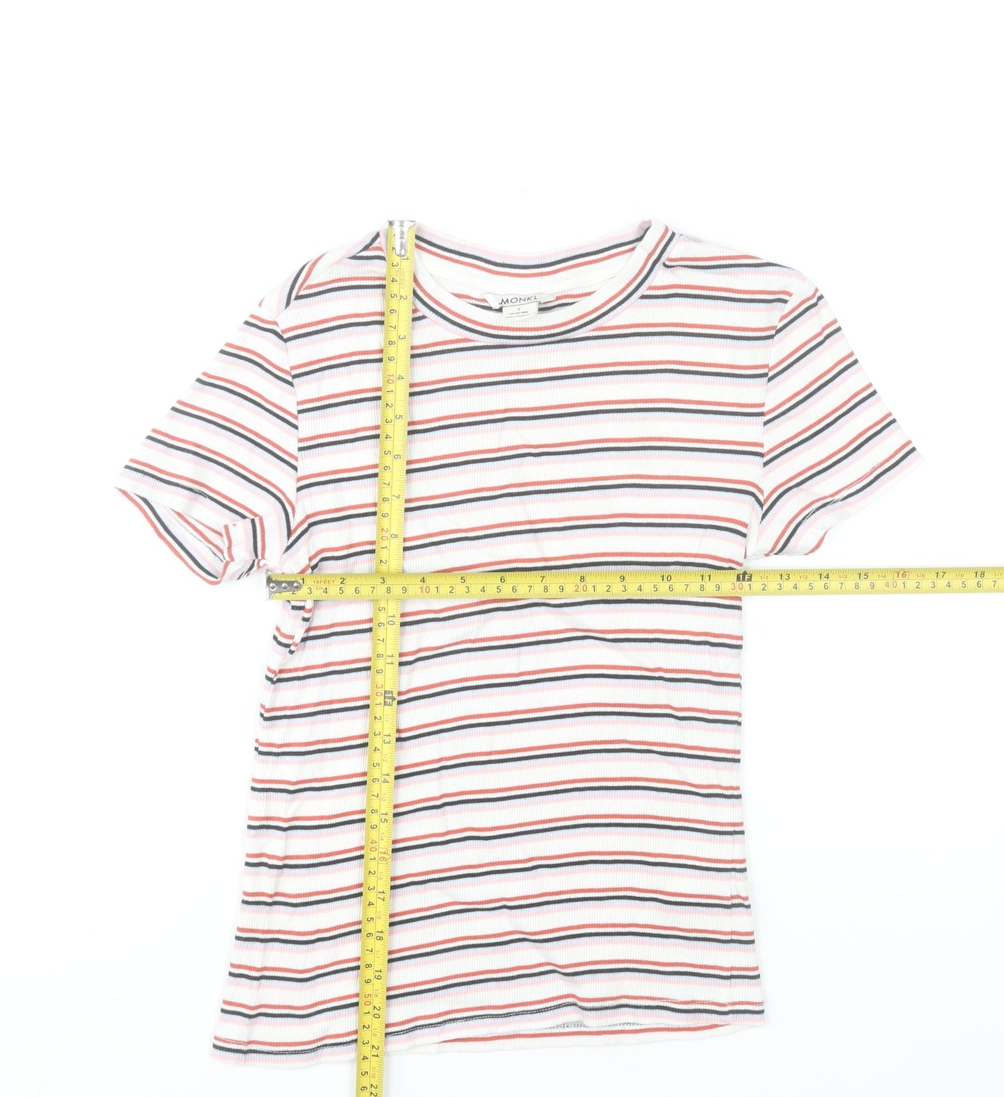 Monki Women's Multicoloured Striped Cotton T-Shirt Size S