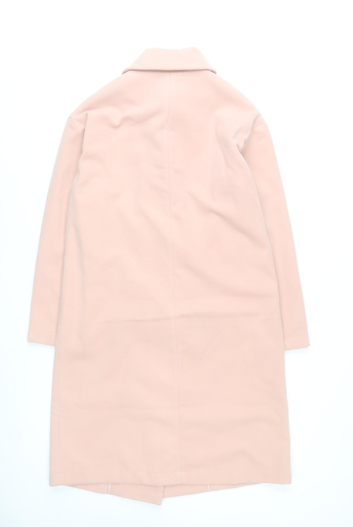 Threadbare Women’s Pink Long Overcoat Size 10 Classic Lined Buttoned Polyester Blend
