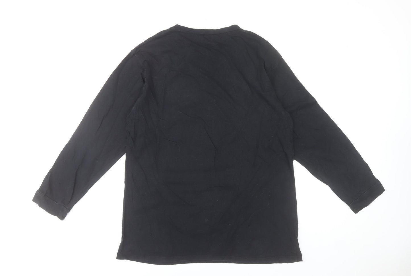 Zara Women Black Long Sleeve Cotton Jersey T-Shirt Size 14