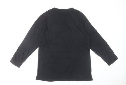 Zara Women Black Long Sleeve Cotton Jersey T-Shirt Size 14