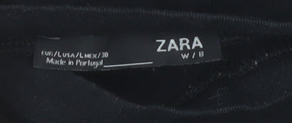 Zara Women Black Long Sleeve Cotton Jersey T-Shirt Size 14