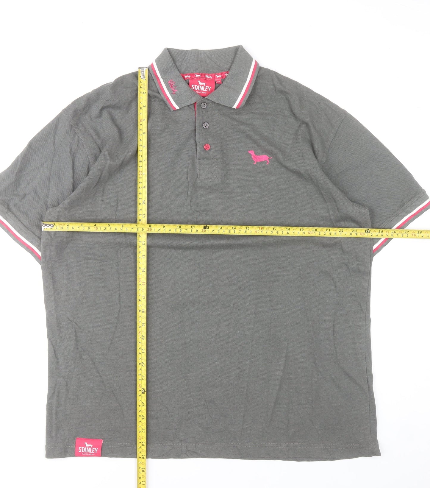 Stanley Unisex Grey Polo Shirt 2XL Collared Short Sleeve Casual Top