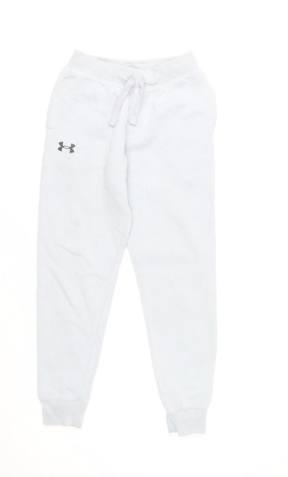 Under Armour Boys White Jogger Sweatpants M Comfortable Cotton Blend