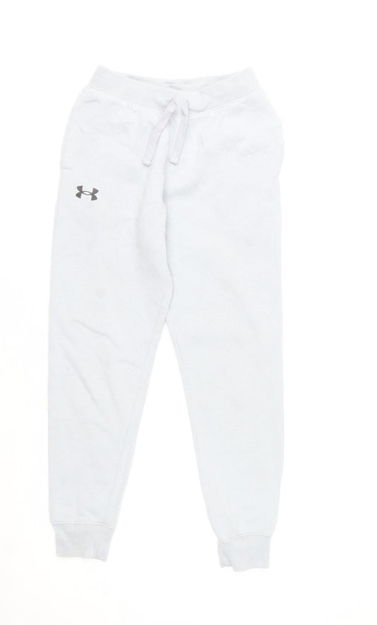 Under Armour Boys White Jogger Sweatpants M Comfortable Cotton Blend