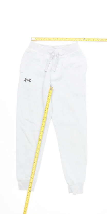 Under Armour Boys White Jogger Sweatpants M Comfortable Cotton Blend