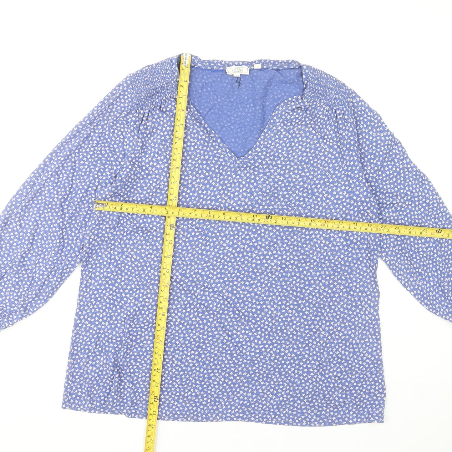 Womens UK Size 14 Fat Face Blue Tunic Blouse