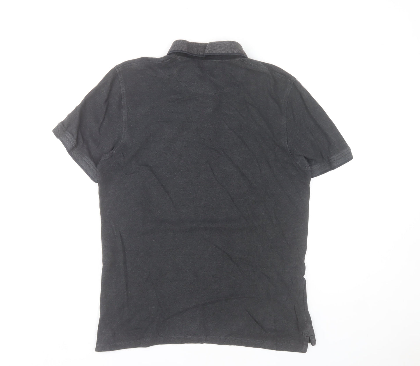 Jack & Jones Men’s Dark Grey Short Sleeve Polo Shirt Size L Cotton Blend