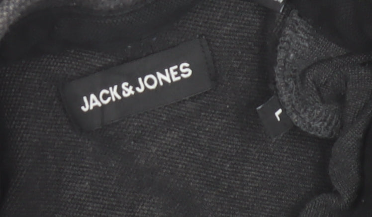 Jack & Jones Men’s Dark Grey Short Sleeve Polo Shirt Size L Cotton Blend