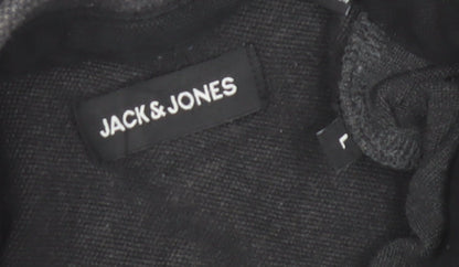 Jack & Jones Men’s Dark Grey Short Sleeve Polo Shirt Size L Cotton Blend