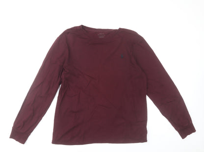 Ralph Lauren Men's Burgundy Long Sleeve Slim Fit Cotton T-Shirt Size L