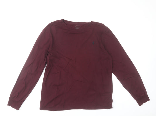 Ralph Lauren Men's Burgundy Long Sleeve Slim Fit Cotton T-Shirt Size L