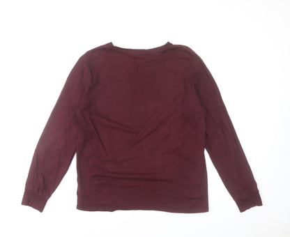 Ralph Lauren Men's Burgundy Long Sleeve Slim Fit Cotton T-Shirt Size L