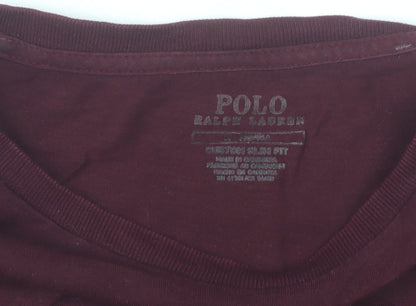 Ralph Lauren Men's Burgundy Long Sleeve Slim Fit Cotton T-Shirt Size L