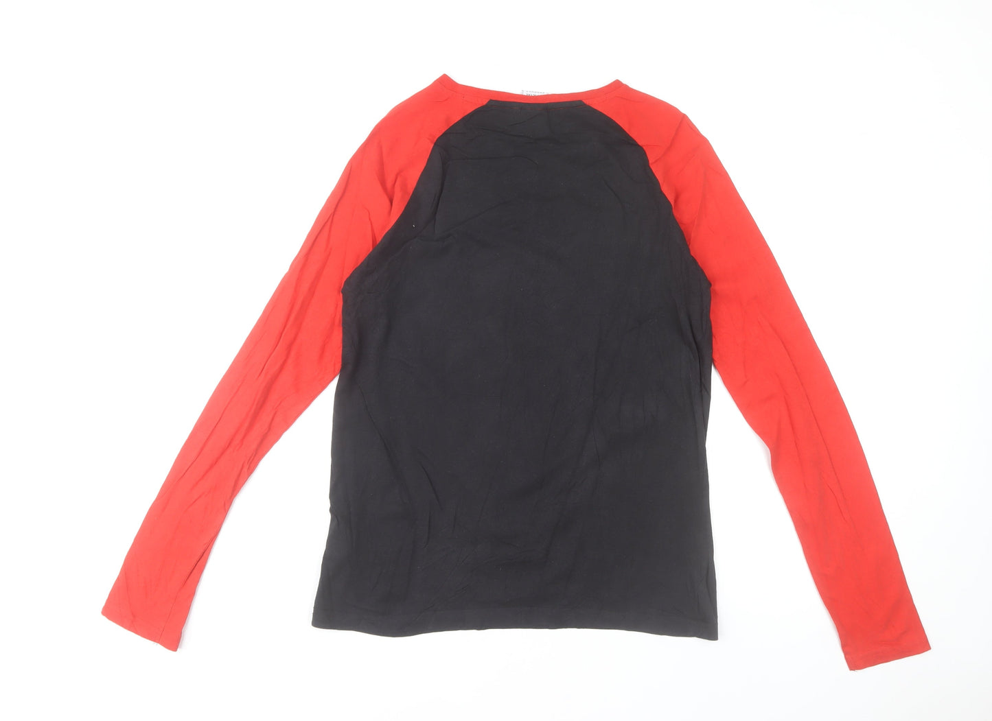 Manchester United Boys Black & Red Long Sleeve Cotton T-Shirt 14-15 Years