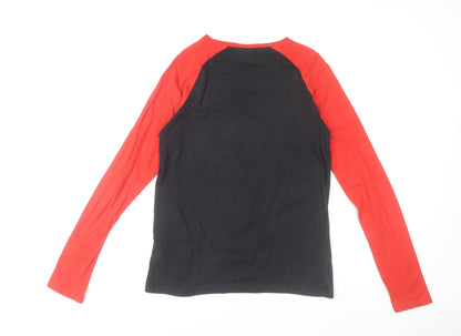Manchester United Boys Black & Red Long Sleeve Cotton T-Shirt 14-15 Years