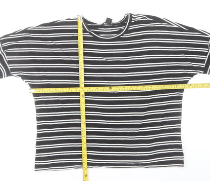 Monki Women's Black White Striped Cotton Long Sleeve T-Shirt Size S