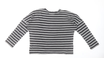 Monki Women's Black White Striped Cotton Long Sleeve T-Shirt Size S