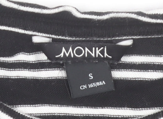 Monki Women's Black White Striped Cotton Long Sleeve T-Shirt Size S