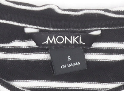 Monki Women's Black White Striped Cotton Long Sleeve T-Shirt Size S