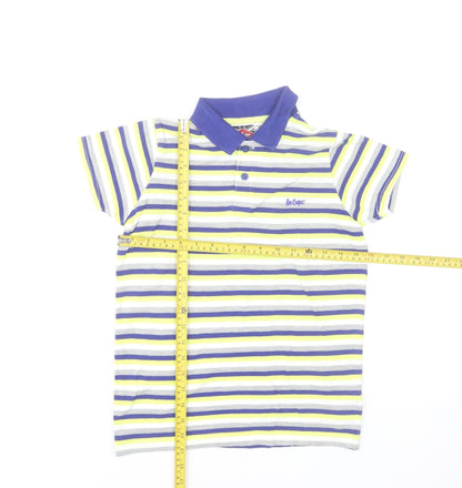 Lee Cooper Boys Multicoloured Striped Polo Shirt 9-10 Years Cotton Blend