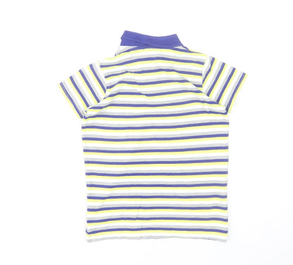 Lee Cooper Boys Multicoloured Striped Polo Shirt 9-10 Years Cotton Blend