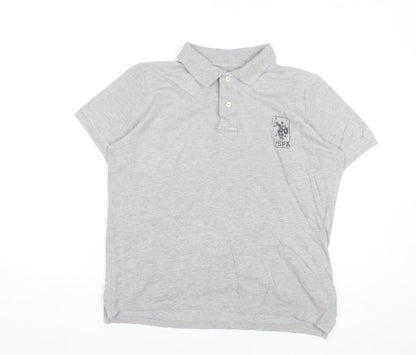 U.S. Polo Assn. Boys Grey Polo Shirt 15-16 Years Regular Fit Casual Top