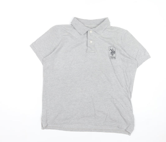 U.S. Polo Assn. Boys Grey Polo Shirt 15-16 Years Regular Fit Casual Top