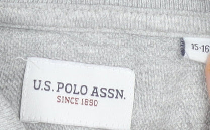 U.S. Polo Assn. Boys Grey Polo Shirt 15-16 Years Regular Fit Casual Top