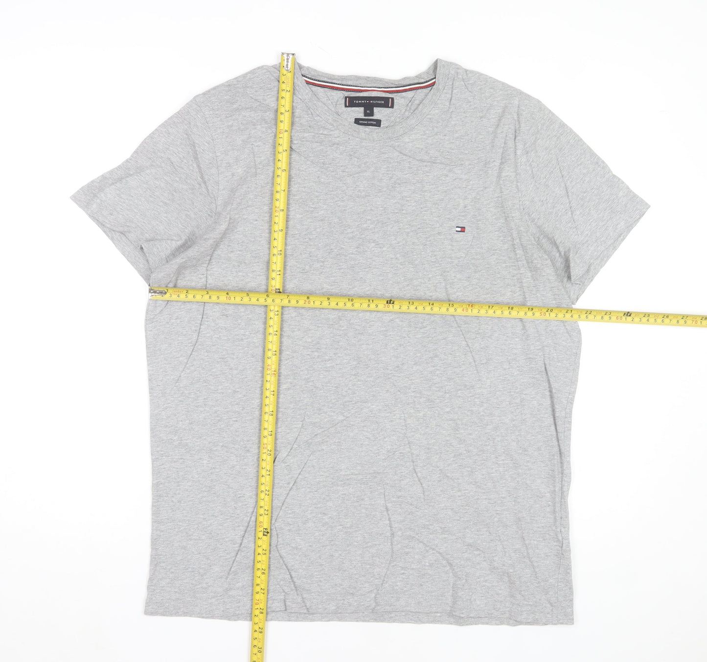 Tommy Hilfiger Men's Grey Crew Neck Organic Cotton T-Shirt XL