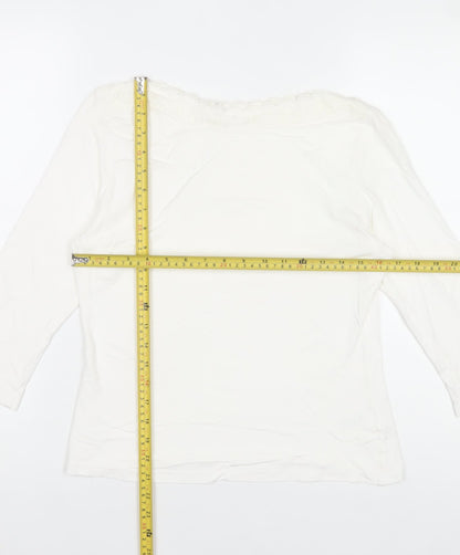 Berkertex Women’s White Lace Neck 3/4 Sleeve Viscose Top Size 16