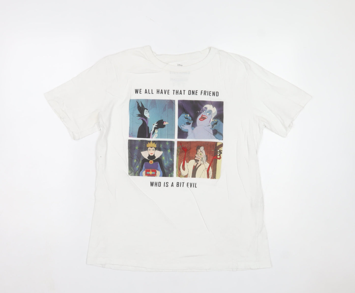 Pull&Bear Disney Villains White Women's T-Shirt Size 12 Short Sleeve